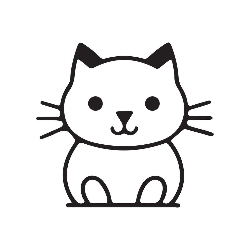 simple black and white cat illustration